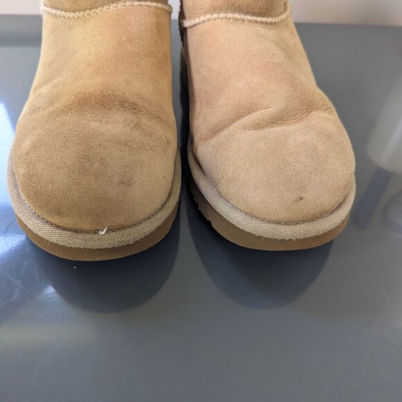 Ugg Tan Leather Sherpa Lined Short Booties Women's 6 - Picture 4 of 12